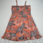 Buddy Love Dress Women's Large Orange Paisley Smocked Spaghetti Strap Ruffle Hem Photo 9
