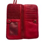 Fossil Red Leather Wristlet Wallet Minimalist Zip Around Card Holder Organizer Photo 4