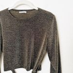 Reformation [] Metallic Gold Sparkle Tie Front Long Sleeve Jupiter Top Sz Large L Photo 3