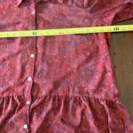 LOGO By Lori Goldstein LOGO Lori Goldstein Blouse Stretch Woven Button Women's Mosaic Red Stretch Photo 2