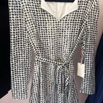 Alex Marie Black and White Sheath Dress with Bishop Sleeves Photo 1