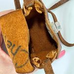 Vintage Mexican Hand Painted Tooled Leather Mini Bag Purse Brown Photo 7