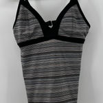 Athleta  Women‎ M Veracruz Stripe Tankini Top Black White Tan Wireless Swim Pool Photo 0