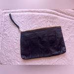 VKK dark blue black leather pouch/wristlet zipper Genuine Leather lightweight Photo 9