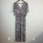 Tori Richard Tori Richards Honolulu Dress Medium Brown White‎ Printed Maxi Flutter Sleeveless Photo 4