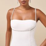 Lulus Upscale Flirt Ivory Rhinestone Sleeveless Bodycon Midi Dress Size L White Size L Photo 2