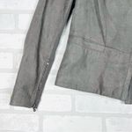 DKNY Jeans Jacket Women Large Gray Faux Suede Polyester Long Sleeve Clipside Zip Photo 1