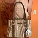 NWT Jamaica Bay Woven Tote | Neutral Brown & Cream Shoulder Bag Photo 12