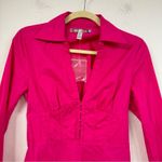 Urban Outfitters Hot Pink Long Sleeve Mini Dress Womens XS Barbie Core Collared Photo 1