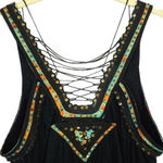 Free People  Dakota Embellished Lace Up Tank Top S Photo 2