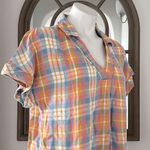 Billy T Short Sleeve Popover Dress in Picnic Plaid, Size L New w/Tag $118 Orange Size L Photo 9