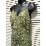 Believe Green Geo Chiffon Sleeveless Maxi Dress Size 12 Lace Straps Lined‎ Photo 1