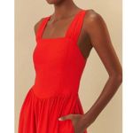 Farm Rio NWOT  Stretch Linen Blend Cami Maxi Dress Size M Classic RED Photo 3