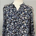 Free People  Blue Floral Print Long Sleeve Shirt Size XS Photo 2