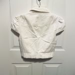 Elevenses Anthropologie white cropped cap sleeve blazer jacket w zipper flower Photo 4