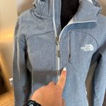 The North Face Apex Bionic Soft Shell Hooded Light Blue Wind Water Jacket Coat Photo 4