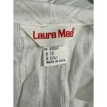 LAURA MAE Vintage White Blouse With Ascot Bow and Subtle Metalic Threads Size 12 Photo 4