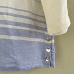 Sigrid Olsen Linen Popover Tunic Top Striped Button Size Medium Nautical Beach Photo 6