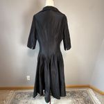 Rickie Freeman Teri Jon Pleated Midi Dress Size 14 Collar 3/4 Sleeve Black Silk Photo 5