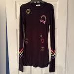 Lauren Moshi  MCKINLEY NEON SIGNS Women’s Black Graphic Long Sleeve Top Size XS Photo 3