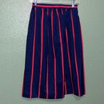 Vintage pleated midi skirt • navy blue with red stripes • modest • 70s 80s Photo 2