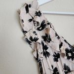 Illa Illa  Tiered Ruffle Midi Dress L Sleeveless V-Neck Floral Boho Cream Black Photo 4