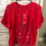 Red Dress Boutique Red Embroidered Shirt Photo 0
