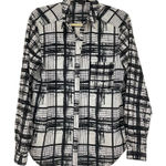 Topshop Black & White Mixed Plaid Button Down Shirt Womens 8 Long Sleeve Preppy Photo 0