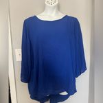 She & Sky Royal Blue Chiffon Hi-Low Flowy Top Photo 1