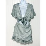 Show Me Your Mumu Show Me Your Mumu Women's Riviera Tie-Front Romper Ruffle Trim Green Large Photo 1