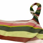 Aerie  Striped Bikini Top Scoop Neck Green Pink Striped Womens Small Photo 4