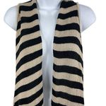 Full Tilt Black And Tan Striped Fringe Waterfall Knit Sweater Open Vest S Photo 2