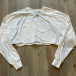 Aritzia TNA  White Super Crop Boxy Long Sleeve Shirt Photo 0