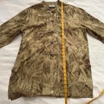 Chico's Vintage Tan and brown patterned silk chinoiserie blouse Size 0, 100% silk Photo 4