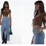 Princess Polly NWT Nolan Short Sleeve Ribbed Crop Top Size Small 4 Brown Cute Photo 1