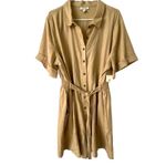 Womens XL Romper Shorts Linen Jumpsuit Classic Resort Elegant Preppy Boho Cruise Tan Photo 5