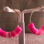 Handmade Hoops With Pink Clay Discs Photo 2