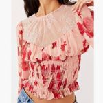 Free People  red and pink lace top Photo 5