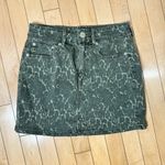 American Eagle  Denim Stretch Olive Green Camo Animal Print Mini Jean Skirt Size 2 Photo 1