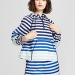 Hunter for Target Blue Stripe Half Zip Pullover with Hood, Size Extra Largre Photo 0