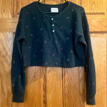 Gilly Hicks - Green Floral Long-Sleeve Crop Top/Thermal Henley Photo 0