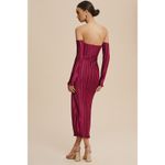 Anthropologie L’IDÉE Red Berry Gatsby Pleated Strapless Midi Dress 14 Size L Photo 2