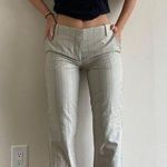 Club Monaco Cream & Teal Pinstripe Work Pants Photo 0