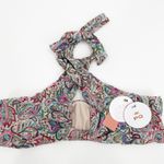 PQ Swim PILYQ Aria Bikini Top SZ D Paisley NWT Twist Halter Swim Shimmer Resort Blue Photo 3