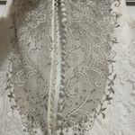 David's Bridal Ivory Lace Tank Lace Wedding Dress with Illusion Back Size 8 Photo 8