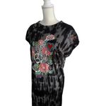 Disney  Coco Gray Guitar Floral Tie Dye Midi Short Sleeve Dress Size Medium Photo 3