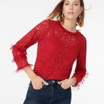 J.Crew  Green Teal Lace Elegant Blouse Top Shirt Ruffle Size S Small Photo 4