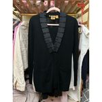 Tory Burch  Merino Wool & Silk Gauge Cardigan Black Size XS Photo 8