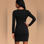 Lulus Classy Gal Forest Black Long Sleeve Faux Wrap Bodycon Mini Dress XS Photo 3