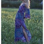 Alice & Trixie  sz L Womens 100% Silk Multicolor Floral Chevron Maxi Dress Boho Photo 1